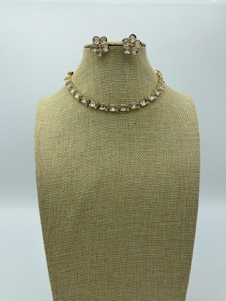 Delicate CZ Necklace Set - side view | Necklace Set by Adornly Designs