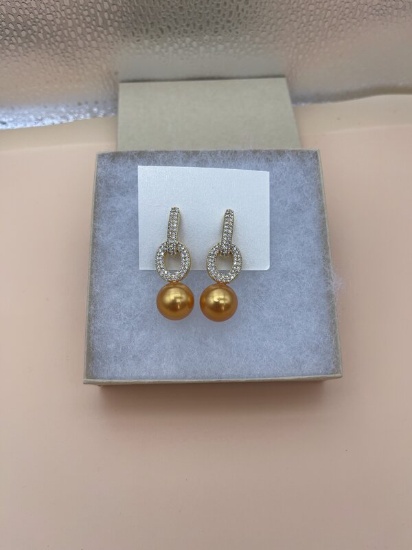 Gold Citrine Pearl Drop Earrings - side view | Earrings by Adornly Designs