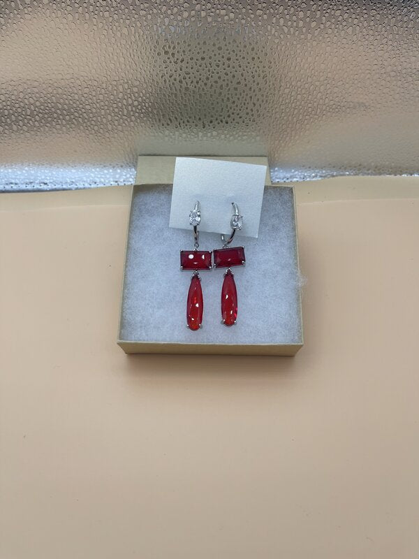 Red Coral Bar Drop Earrings | Earrings by Adornly Designs