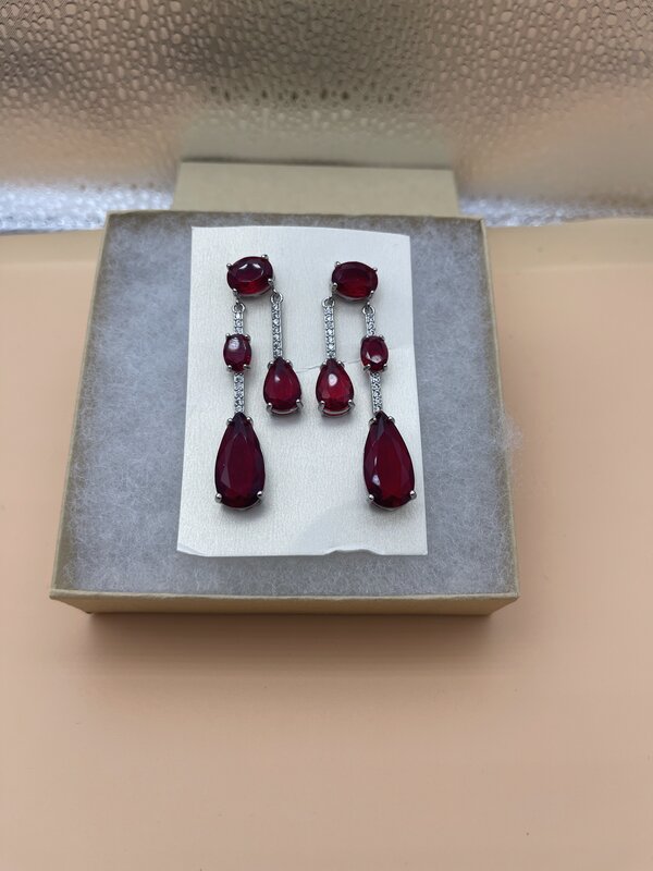 Ruby Red Teardrop Dangle Earrings | Earrings by Adornly Designs