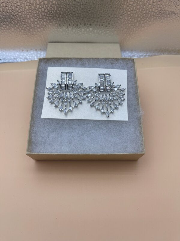 Silver Art Deco Fan Statement Earrings | Earrings by Adornly Designs