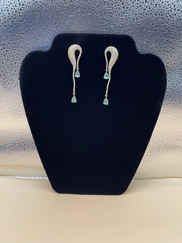 Silver Sleek Modern Drop Earrings - side view | Earrings by Adornly Designs
