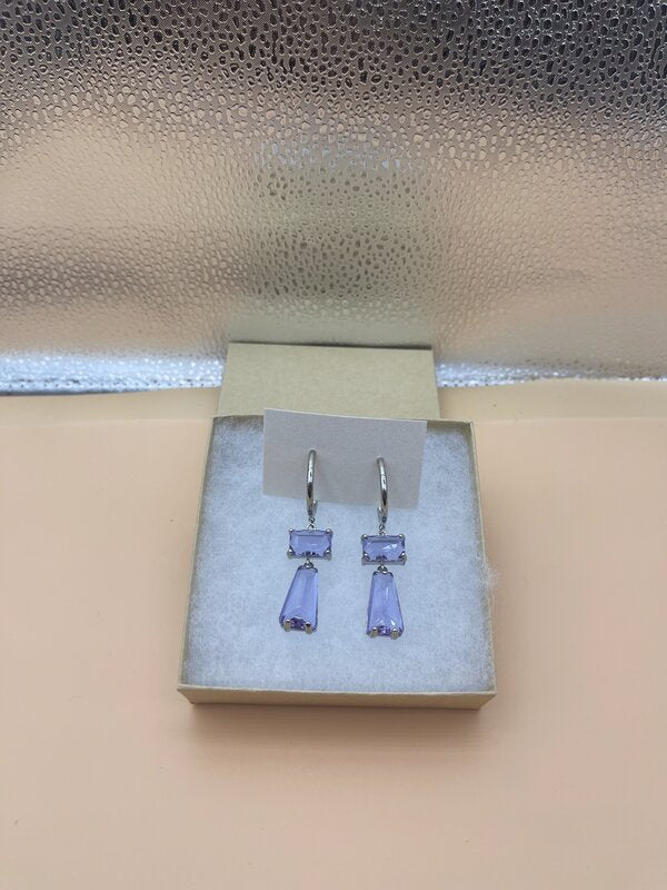 Tanzanite Crystal Bar Drop Earrings - side view | Earrings by Adornly Designs