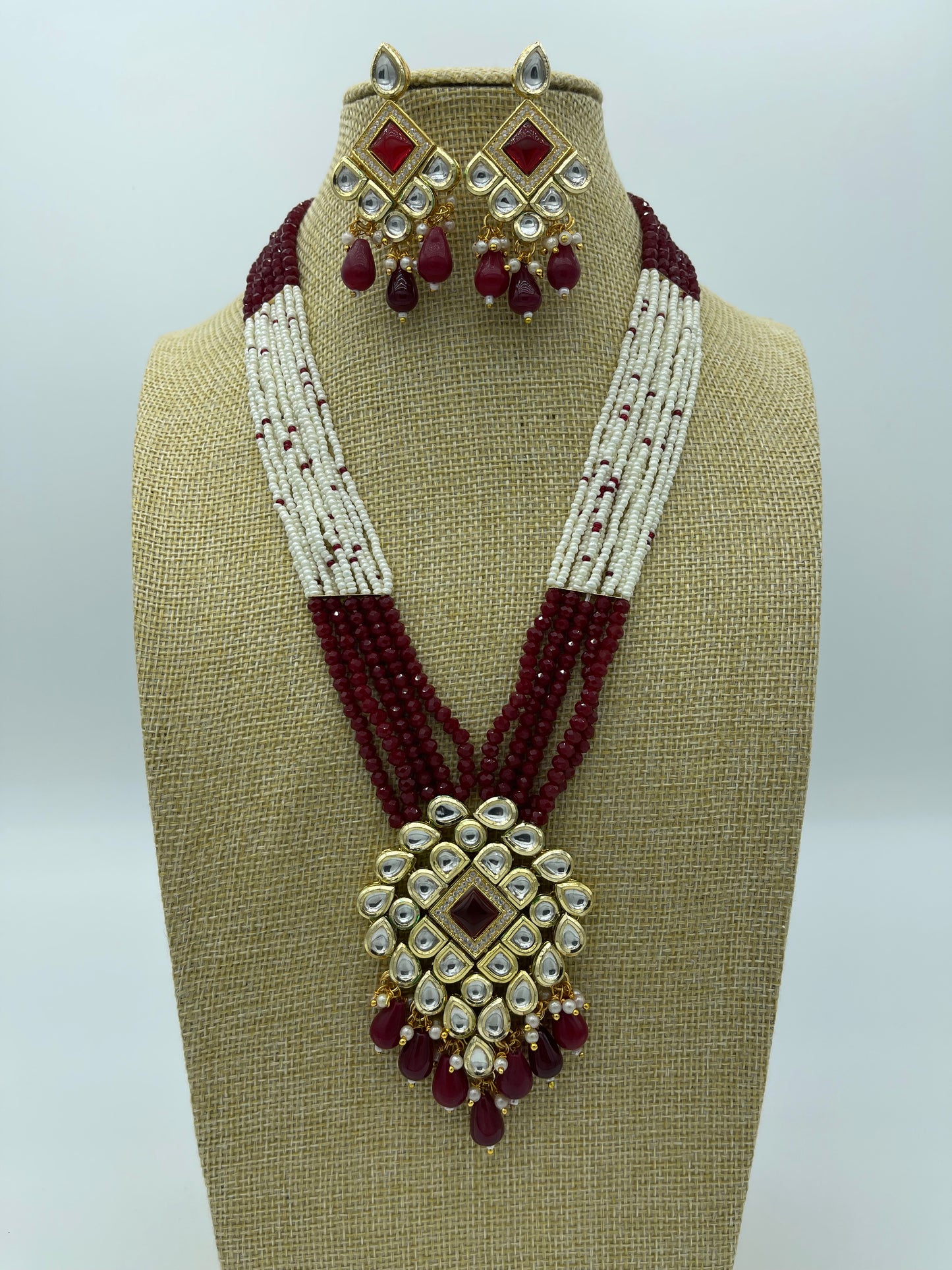 Maroon Festive Necklace | Necklace by Adornly Designs