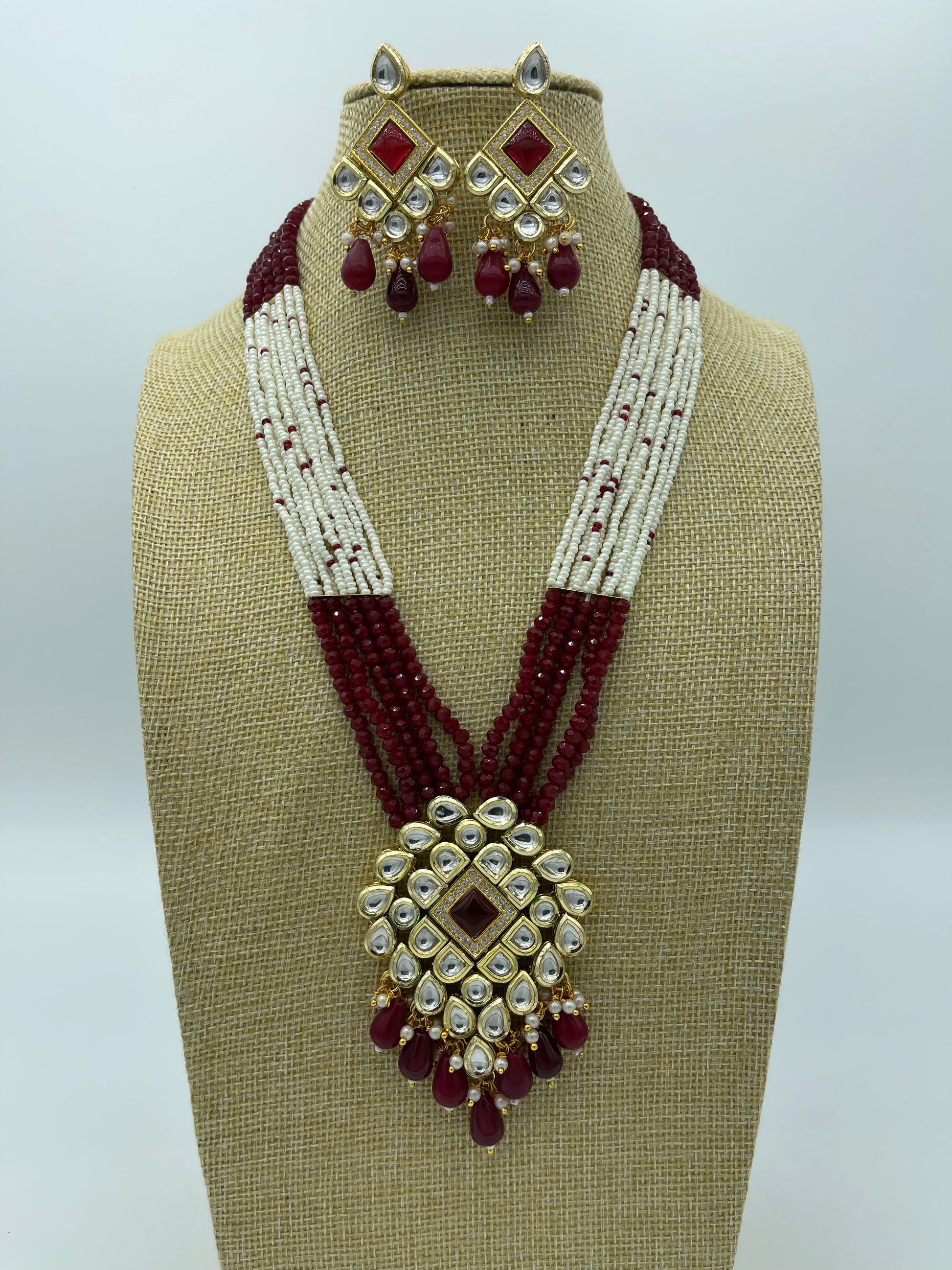 Maroon Festive Necklace | Necklace by Adornly Designs