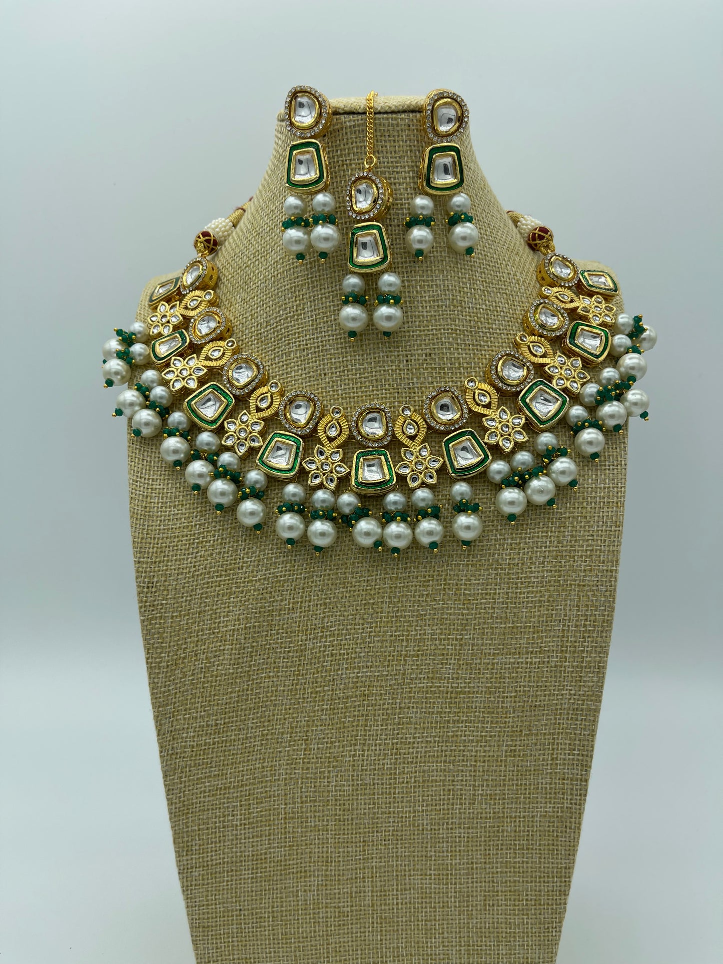Grace Kundan Pearl Necklace | Necklace by Adornly Designs