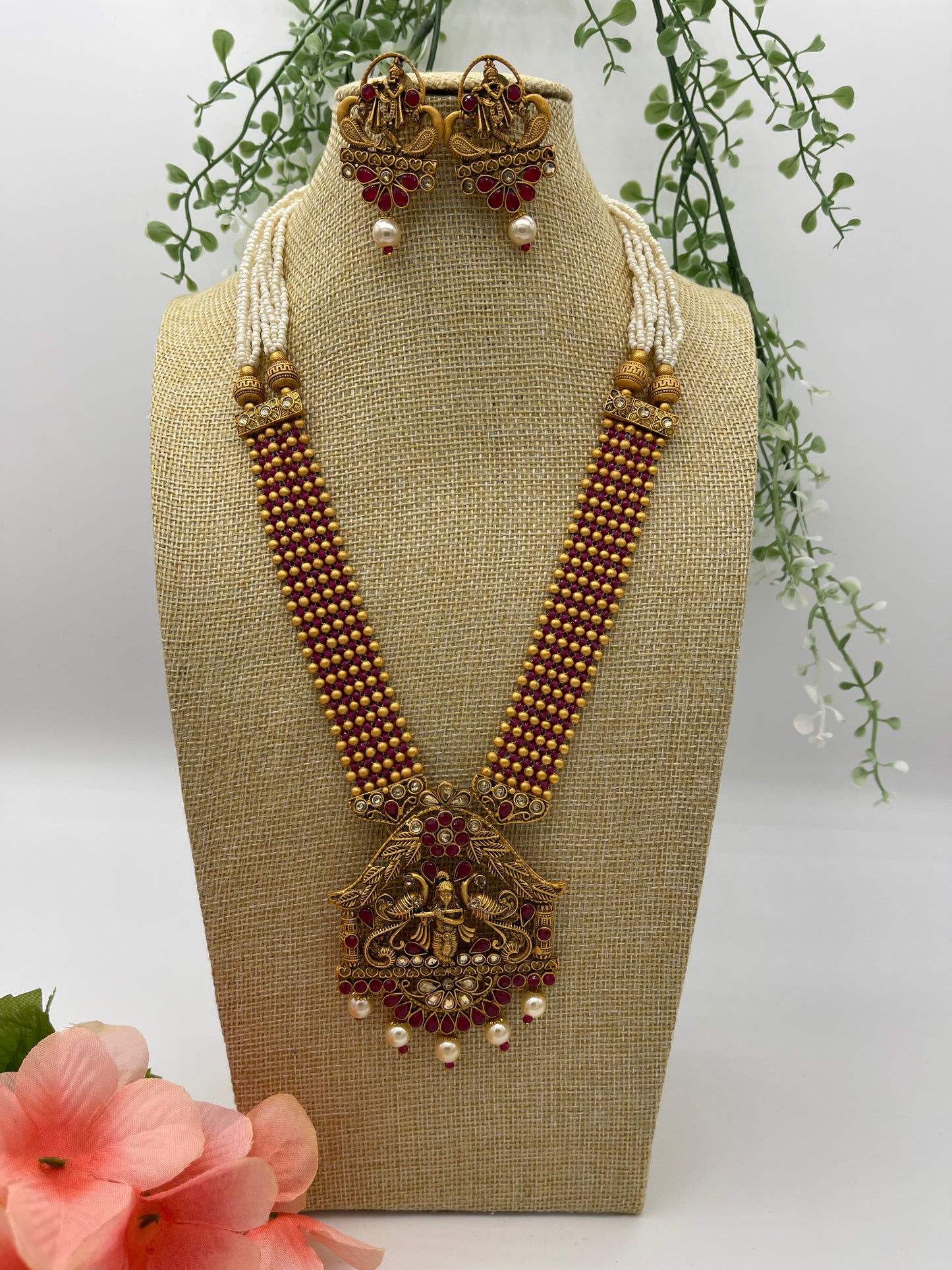 Matt Gold Krishna Necklace | Necklace by Adornly Designs