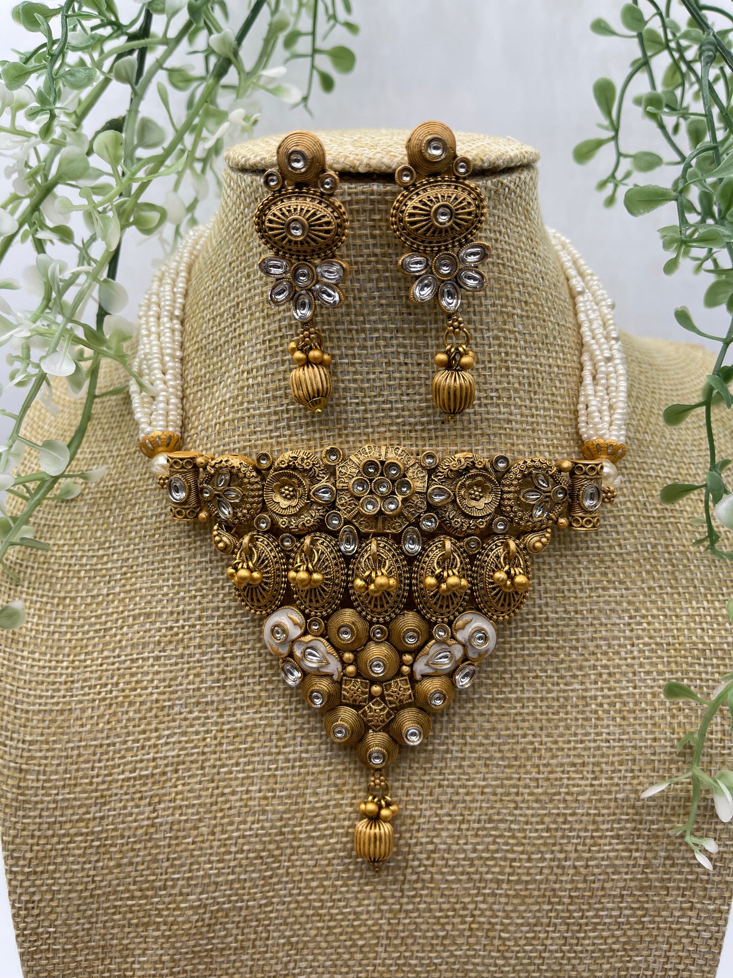 Polki Matt Gold necklace | Necklace by Adornly Designs