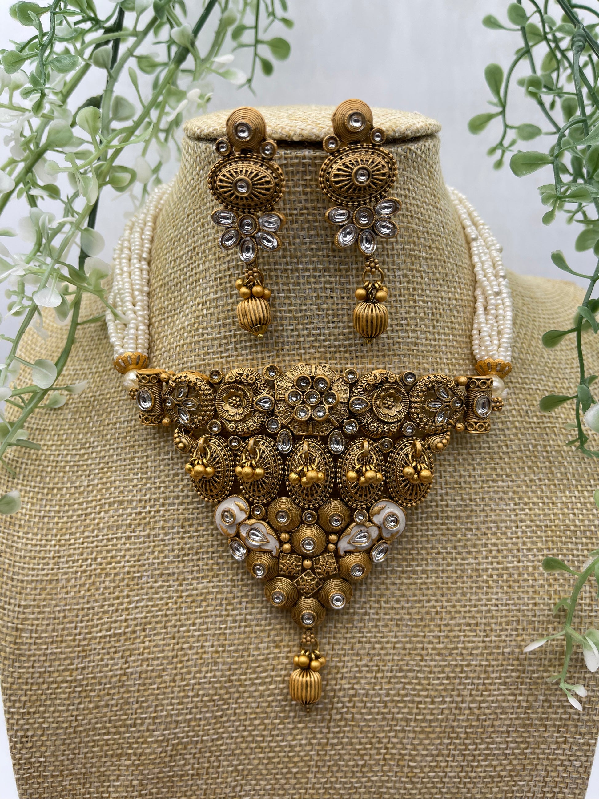 Polki Matt Gold necklace | Necklace by Adornly Designs
