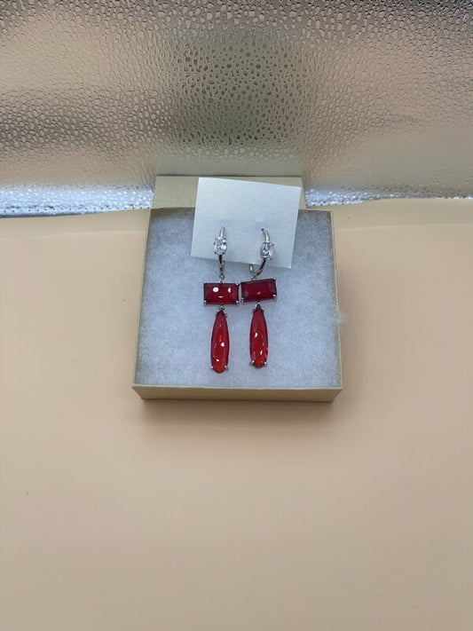 Red Coral Bar Drop Earrings | Earrings by Adornly Designs