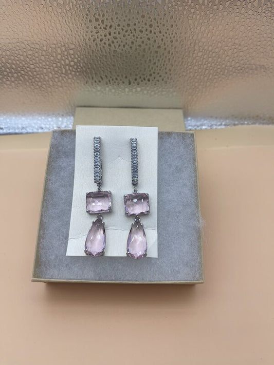 Rose Quartz Teardrop Crystal Earrings | Earrings by Adornly Designs
