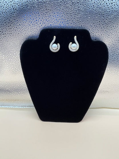 Silver Crystal Swirl Hoop Earrings - front view | Earrings by Adornly Designs