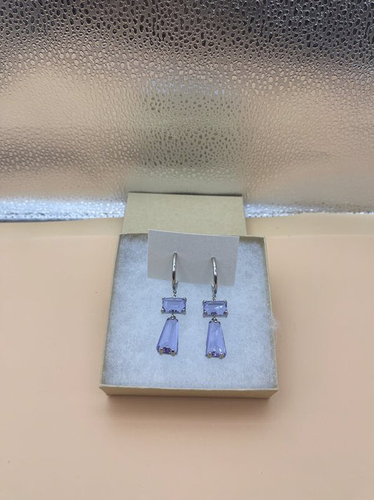 Tanzanite Crystal Bar Drop Earrings - front view | Earrings by Adornly Designs